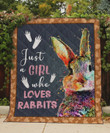 Just A Girl Who Loves Rabbits Quilt Blanket Great Customized Blanket Gifts For Birthday Christmas Thanksgiving