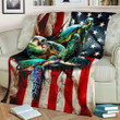 Turtle Coming From The Crack Of American Flag Wall Sherpa Fleece Blanket Great Customized Blanket Gifts For Birthday Christmas Thanksgiving