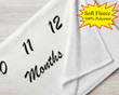 Personalized FLower Wreath Monthly Milestone Blanket, Newborn Blanket, Baby Shower Gift Monthly Growth Tracker