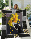 Cows And Sunflowers Pattern Quilt Blanket Great Customized Gifts For Birthday Christmas Thanksgiving Perfect Gifts For Sunflower Lover