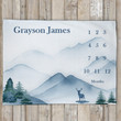Personalized Mountains Monthly Milestone Blanket, Newborn Blanket, Baby Shower Gift Track Growth And Age Monthly