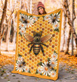 Big Bee Lying On Beehive Flower Sherpa Fleece Blanket Great Customized Blanket Gifts For Birthday Christmas Thanksgiving