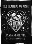 Personalized Skeleton Blanket For Couple Till Death Do Us Part Blanket Gothic Wedding Blanket