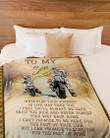 Personalized To My Son, Enjoy The Ride, Never Forget Your Way From Dad, Motorcycle Sherpa Fleece Blanket Great Customized Blanket Gifts For Birthday Christmas Thanksgiving