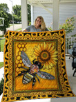 Love Bee Sunflower Quilt Blanket Great Gifts For Birthday Christmas Thanksgiving Anniversary