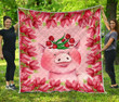 Pig Tulip Quilt Blanket Great Gifts For Birthday Christmas Thanksgiving Anniversary