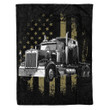 Trucker American Flag Big Rig Semi Trailer Truck Driver Fleece Blanket Great Customized Gifts For Birthday Christmas Thanksgiving
