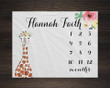 Personalized Giraffe Monthly Milestone Blanket, Newborn Blanket, Baby Shower Gift Track Growth And Age Monthly