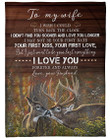 Personalized Custom Name Husband To My Wife Deer Your First Love, I Love You Forever & Always Fleece, Sherpa Blanket Great Gifts For Birthday Christmas Thanksgiving Anniversary
