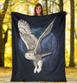 Snow Owl Flying Dark Sky Sherpa Fleece Blanket Great Customized Blanket Gifts For Birthday Christmas Thanksgiving