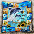 You Are My Sunshine Dolphin Quilt Blanket Great Customized Gifts For Birthday Christmas Thanksgiving Perfect Gifts For Sunflower Lover