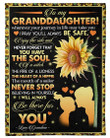 Personalized To My Granddaughter Sunflower Fleece Blanket From Grandma I Pray You'll Always Be Safe Great Customized Blanket For Birthday Christmas Thanksgiving