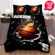Personalized Basketball Torn Black Background Custom Name Duvet Cover Bedding Set