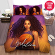 Personalized Basketball Black Girl Long Afro Hair Custom Name Duvet Cover Bedding Set