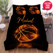 Personalized Basketball Light Orange Custom Name Duvet Cover Bedding Set