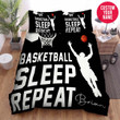 Personalized Basketball Sleep Repeat Custom Name Duvet Cover Bedding Set