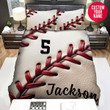 Personalized Baseball Red Lace Custom Name Duvet Cover Bedding Set