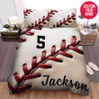 Personalized Baseball Red Lace Custom Name Duvet Cover Bedding Set