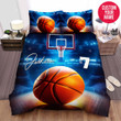 Personalized Basketball Hand Hoop Blue Light Custom Name Duvet Cover Bedding Set