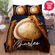 Personalized Baseball Ball Inside Glove Custom Name Duvet Cover Bedding Set