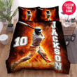 Personalized Baseball Player In Fire Custom Name Duvet Cover Bedding Set