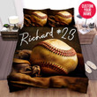 Personalized Baseball And Glove Vintage Custom Name Duvet Cover Bedding Set