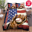 Personalized Baseball Golves American Flag Custom Name Duvet Cover Bedding Set