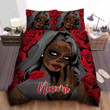 Personalized Black Roses And Skull Girl Duvet Cover Bedding Set