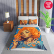 Personalized Black Girl Orange Heart Duvet Cover Bedding Set