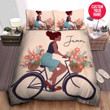 Personalized Black Girl Riding Bicycle Duvet Cover Bedding Set
