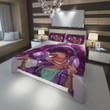 Personalized Black Girl Cute Purple Hair Wearing Headphone Duvet Cover Bedding Set