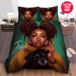 Personalized Black Girl Love Dogs Duvet Cover Bedding Set