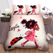 Personalized Black Baby Girl Ladybug Luggage Duvet Cover Bedding Set