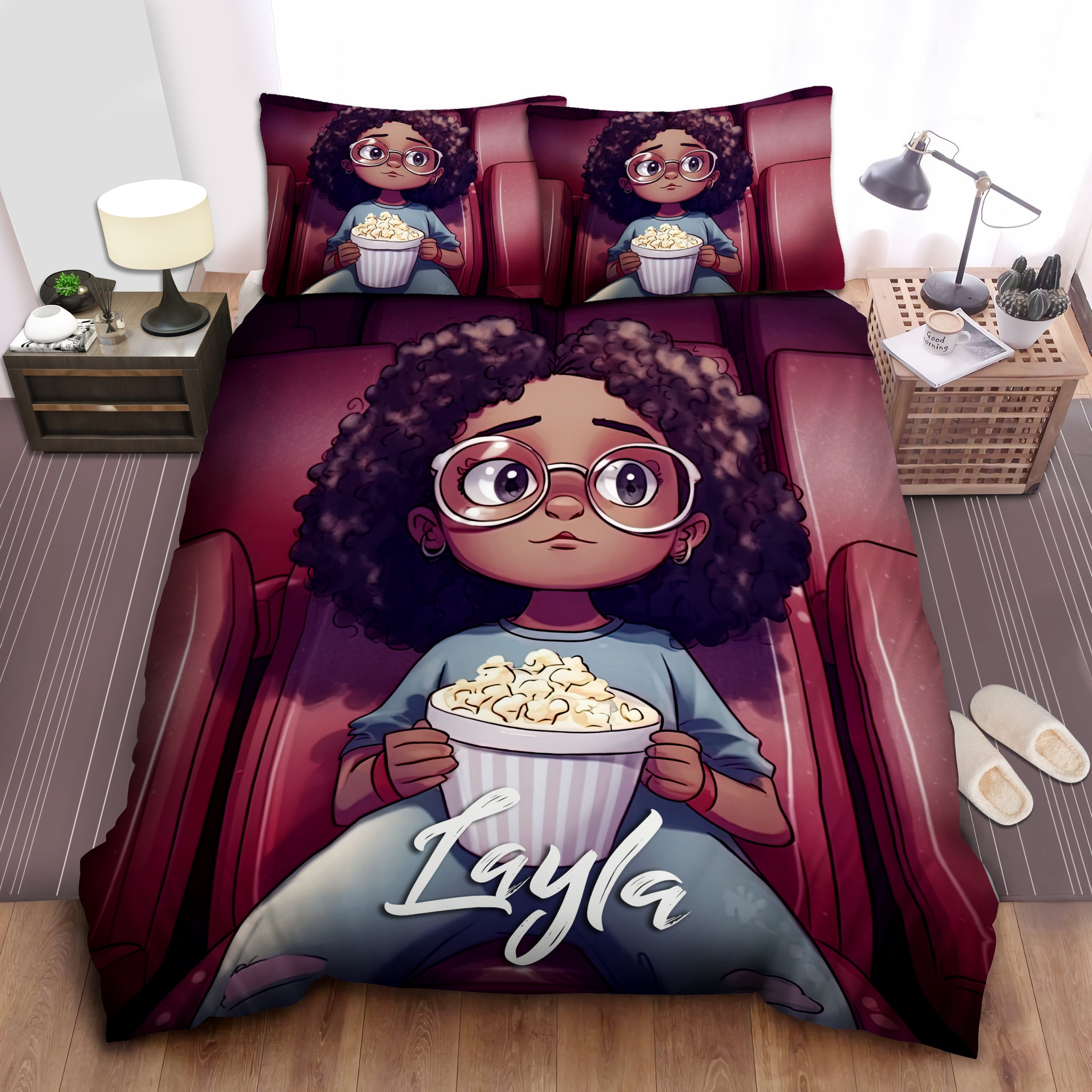 Personalized Black Baby Girl In Cinema Duvet Cover Bedding Set