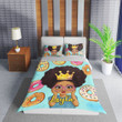 Personalized Black Little Girl Little Melanin Queen And Donut Duvet Cover Bedding Set
