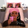 Personalized African American Black Girl Pink Phone Duvet Cover Bedding Set