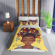 Personalized Black Girl Flowers On Afro Hair Duvet Cover Bedding Set