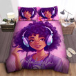 Personalized Black Girl Listens To The Music With Headphone Duvet Cover Bedding Set