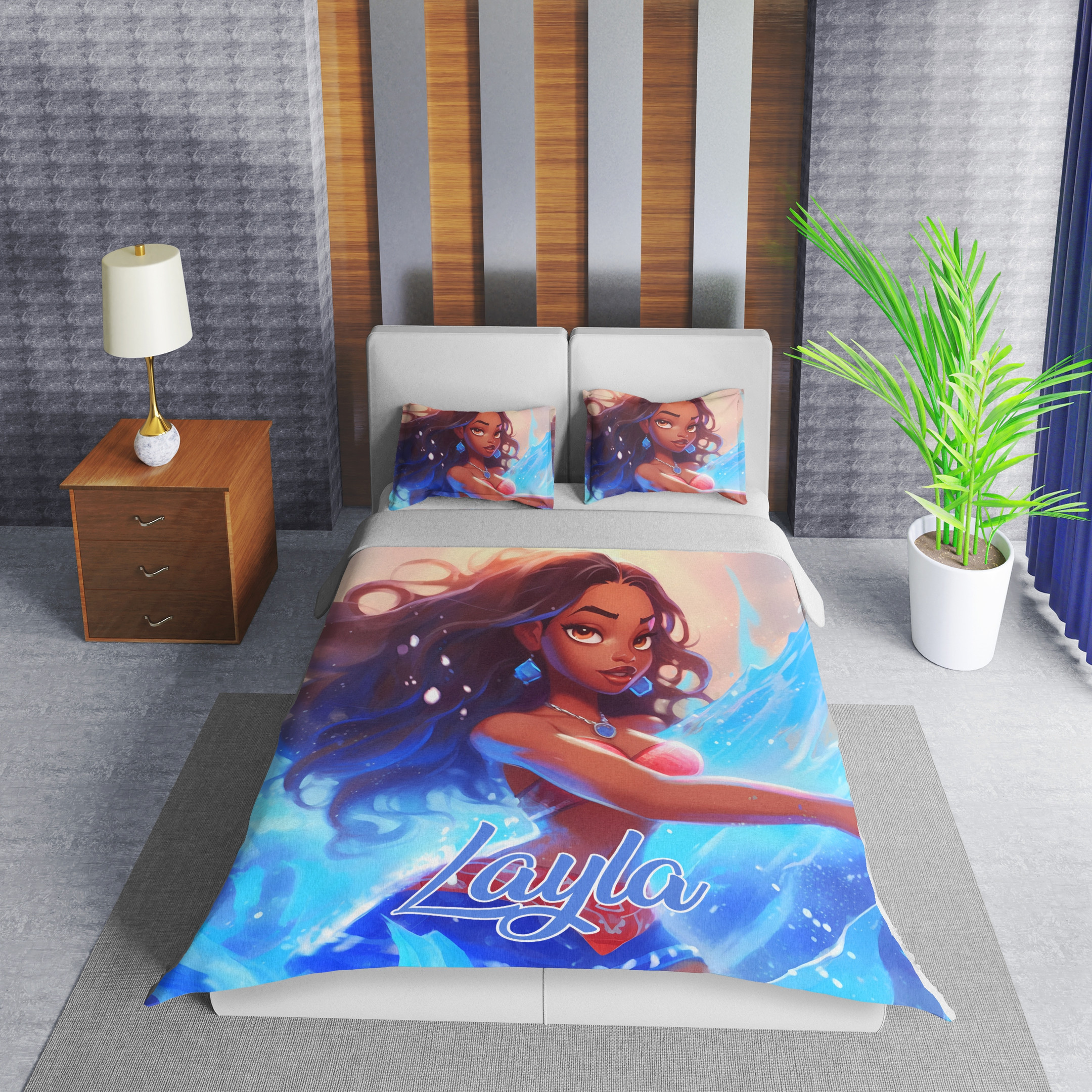 Personalized Pretty Black Girl Duvet Cover Bedding Set