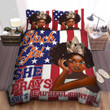 Black Girl American Flag She Prays She's Beautiful Duvet Cover Bedding Set