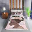 Personalized Black Girl With Wreath Flower Duvet Cover Bedding Set