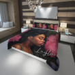 Personalized Black Girl Loves Flowers Duvet Cover Bedding Set