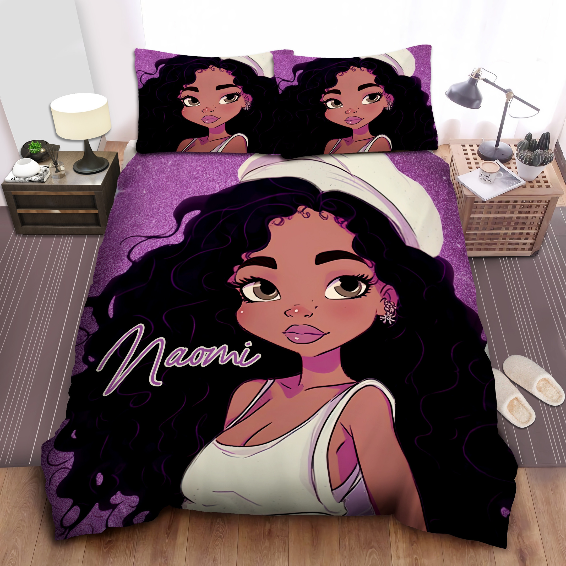 Personalized Glitter Black Girl Magic Duvet Cover Bedding Set
