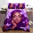 Personalized Black Girl Aesthetic Purple Butterfly Duvet Cover Bedding Set