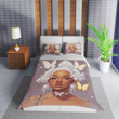 Personalized Black Girl White Space Buns Hairstyles With Butterfly Necklace Duvet Cover Bedding Sets