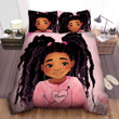 Personalized African American Black Girl Flower Background Duvet Cover Bedding Set