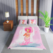 Personalized Cute Black Little Girl Pink Hair Black Mermaid On Ocean Duvet Cover Bedding Set