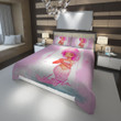 Personalized Cute Black Little Girl Pink Hair Black Mermaid On Ocean Duvet Cover Bedding Set