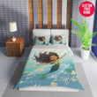 Personalized Happy Black Little Mermaid On The Ocean Duvet Cover Bedding Set
