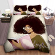 Personalized Black Girl Smiling Reads Book Duvet Cover Bedding Set